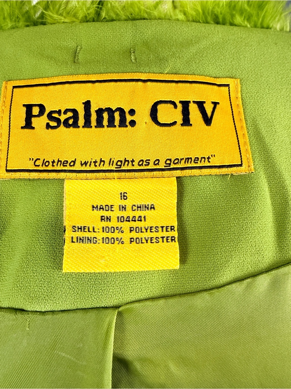 Vintage Psalm: CIV Lime Green Maximalist Skirt Set Sz 16 Faux Fur Statement Suit - Picture 5 of 14